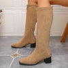 Suede Chunky Heel High Boots