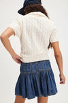 Cocoa Yacht Club A line Casual Retro Denim Pleated Skirt