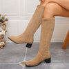 Suede Chunky Heel High Boots