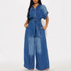 Denim Baggy Belted Jumpsuit