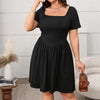 Square Collar Solid Color Slimming Dress