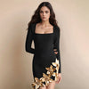 Gold Flower Black Dress