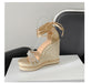 Silver Wedge Open Toe Platform Sandals