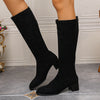 Suede Chunky Heel High Boots