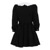 French Black & White Contrast Color Doll Collar Short Dress