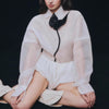 Sweet Lantern Sleeve Tied Bow Top