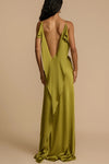 Shimmery Green Draped Split Dress