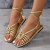 Golden Braided Strap Sandals