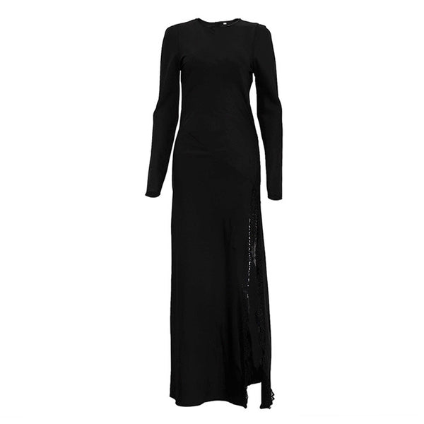 Lace Stitch Black Dress