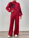 Ribbon Lantern Sleeve Pullover Sweater & Pants