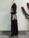 Leopard Patchwork Top Maxi Dress Two Piece Sets