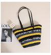 Vintage Stripe Portable Straw Bag