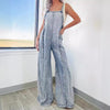 Cocoa Yacht Club Retro Washed Raw Hem Wide Legs Jumpsuit