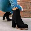 Round Head Leopard Chunky Heel Knight Boots