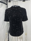 Velvet Sequined Nightclub Short Sleeve T Shirt Top