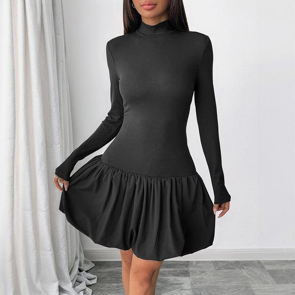 Slim Fit Basic Turtleneck Dress