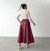 Cocoa Yacht Club Wine Red Fleece & Faux Leather Swing High Waist Skirt