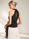 Polka Dot Halter Lace up Camisole Top