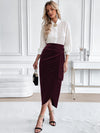 Solid Velvet Twisted Skirt