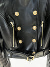 Stars Double Breasted Short Motorcycle Leather Jacket