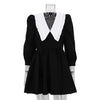 French Black & White Contrast Color Doll Collar Short Dress