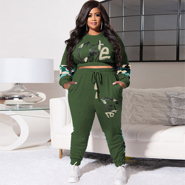 Graphic Camouflage Two Piece Set