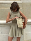 Linen Short Skirt Casual Two Piece
