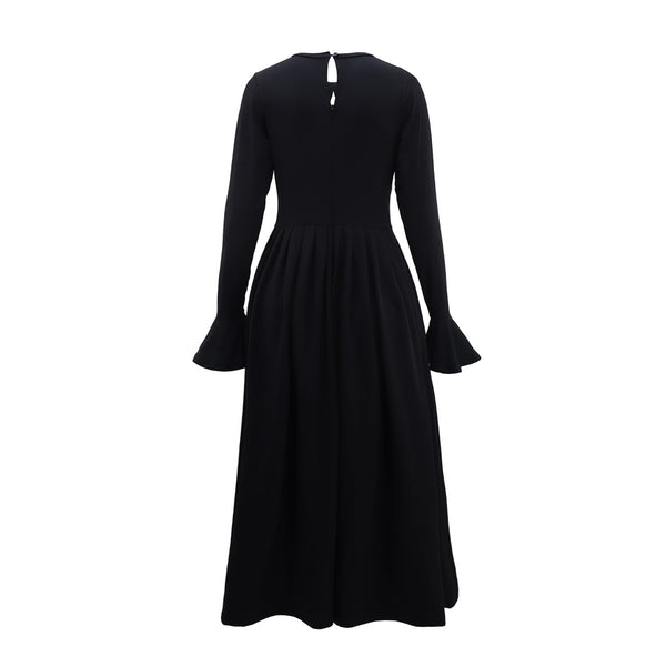 Solid Cutout Cinched A line Dress