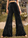 Cocoa Yacht Club Trendy Gold Velvet Ruffled Wide Leg Pants