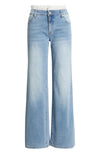 Lace Washed Natural Denim Jeans