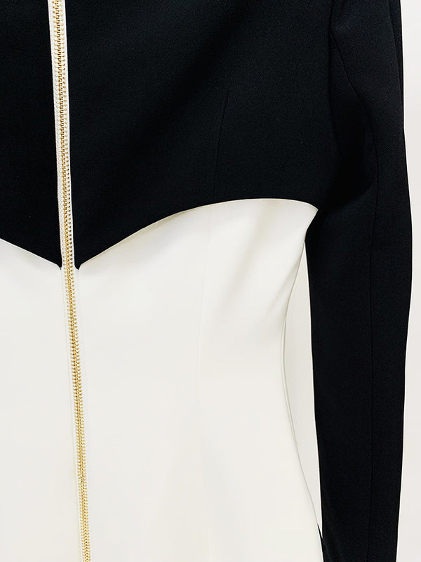 Black & White Contrast Slim Dress