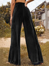 Cocoa Yacht Club Trendy Gold Velvet Ruffled Wide Leg Pants