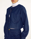 Cocoa Yacht Club Lace Up Baggy Denim Coat