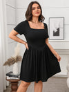 Square Collar Solid Color Slimming Dress