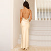 Long Satin Backless Fishtail Dress