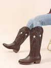 Western Chunky Heel Leather Boots