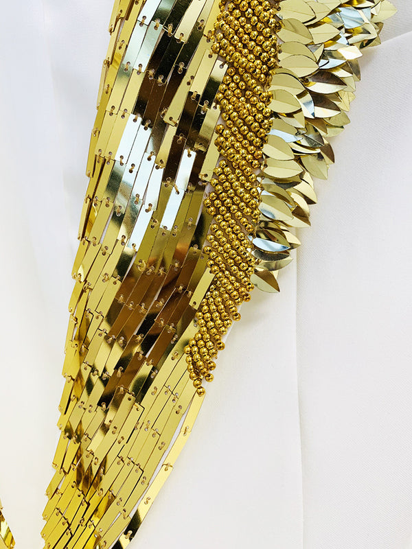 Star Metal Beaded One Button Blazer