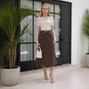 Belted Bow Leather Skirt