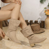 Mid Calf Vintage Suede Pile Boots