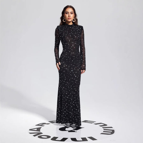 Rhinestone Long Sleeve Dress
