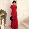 Red Mesh Maxi Dress