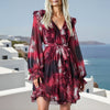 Fall Floral Bohemian Loose Short Dress