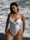 White Ribbed One Piece Swimsuit