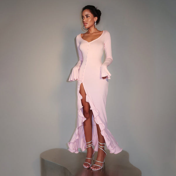 Solid Side Slit Dress
