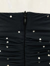 Star Rhinestone Stretch Turtleneck & Pleated Skirt Leggings