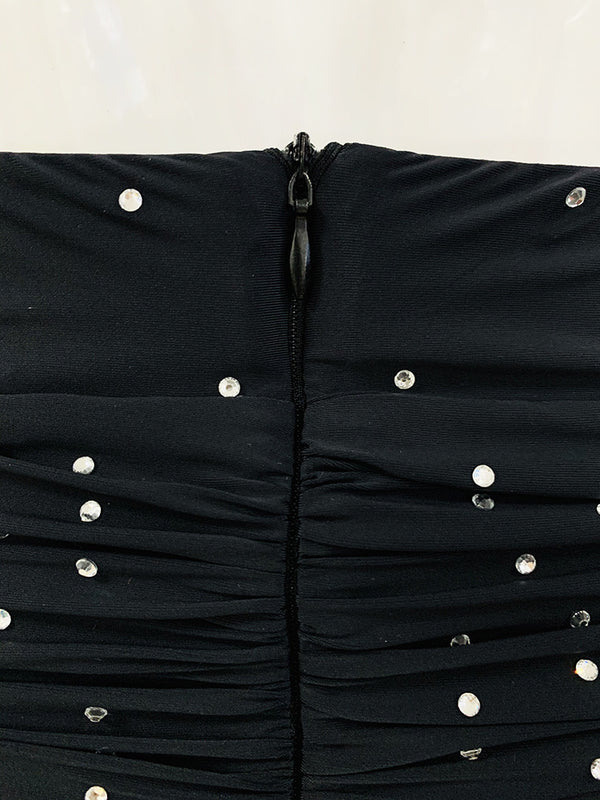 Star Rhinestone Stretch Turtleneck & Pleated Skirt Leggings