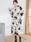 Leopard Faux Fox Fur Long Cut Coat