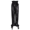 Solid Color Sequins Lace Up Ankle Casual Pants