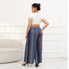 Wide Leg Bohemian Striped Blue Pants