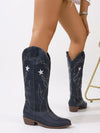Western Chunky Heel Leather Boots